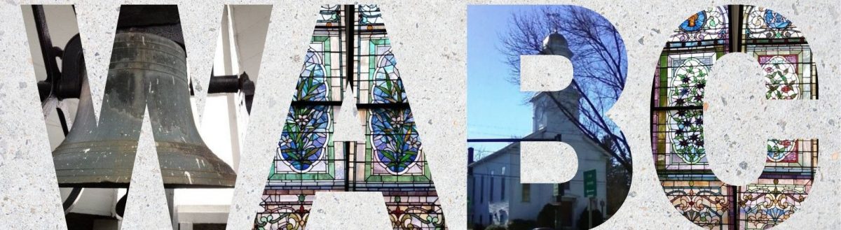 WABC with pictures of stained glass in the letters